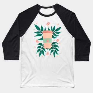 Tropical Coffee - tan and green Baseball T-Shirt